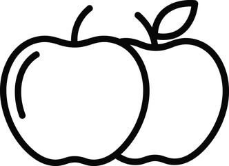 Illustration of two apples, showcasing their round shape and smooth, textured surface for simple coloring book
