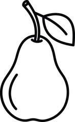 Illustration of a pear with a stem and a leaf, simple and elegant design for simple coloring book