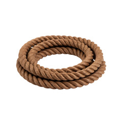 Thick Natural Fiber Rope Coiled Isolated on Transparent Background with Soft Natural Lighting