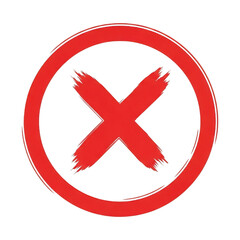Obraz premium Red cross mark in circle indicating rejection, error, or cancellation, symbolizing a negative response or incorrect choice