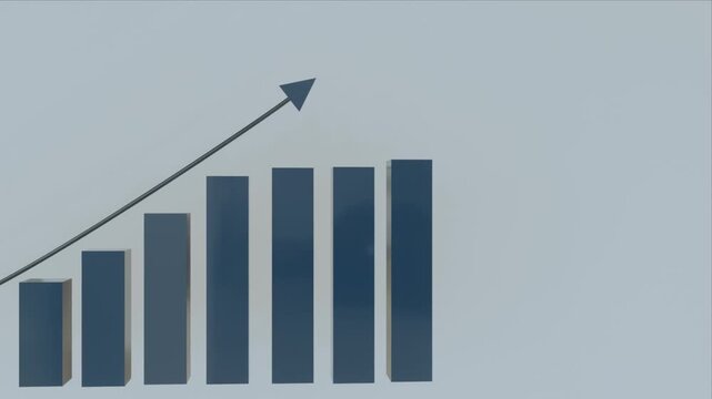 Business Growth Chart with Increasing Bars and Upward Arrow. Business growth graph chart showing marketing sales profit increasing to future target