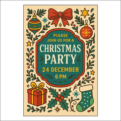 Christmas Invitation Label Design 