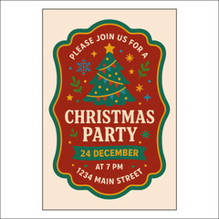 Christmas Invitation Label Design 