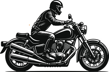 Ride into Adventure: A biker rides a classic motorcycle, embracing the open road, fueled by freedom and excitement. A powerful image capturing the spirit of adventure