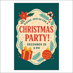 Christmas Invitation Label Design 