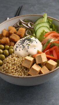 Buddha Bowl mit Edamame, Hirse und Tofu