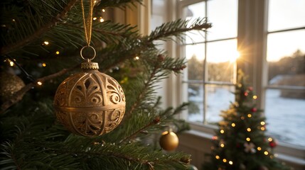 Christmas ornament hanging on a christmas tree