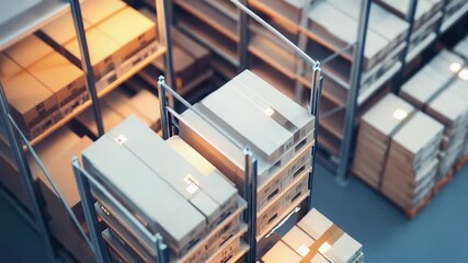 Warehouse storage with boxes on pallets and racks - Powered by Adobe