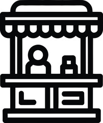 Street Vendor Stand Silhouette – Clean Vector for Commercial Themes