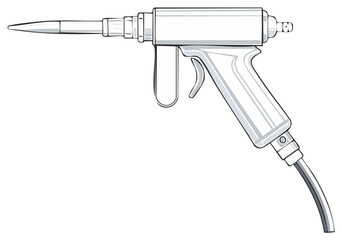 Detailed Line Art Illustration of a Soldering Gun with a Pointed Tip and Trigger