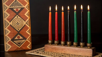 Kwanzaa celebration with kinara and candles