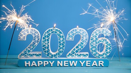 Happy new year 2026 celebration with sparklers