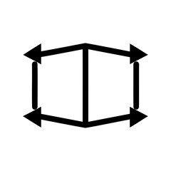 Three dimensional box icon with arrows indicating size Vector, illustration