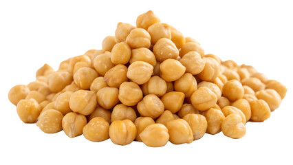 The harvested bounty - a pile of shimmering chickpeas cut out on PNG. AI GENERATED.