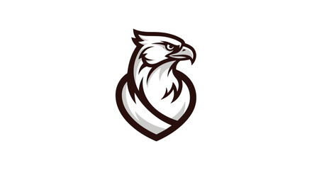 Stylized eagle head logo design in black and white on white background
