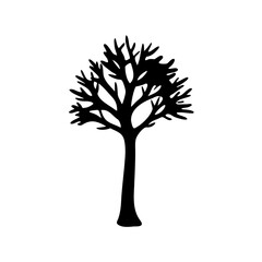 Stylized bare tree silhouette, abstract seasonal nature Vector, illustration