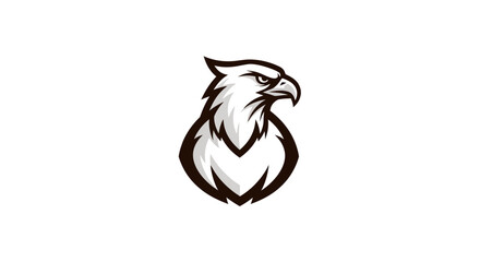 Stylized eagle head logo design in black and white on white background