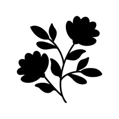 Stylized black flower and leaf silhouette graphic design Vector, illustration
