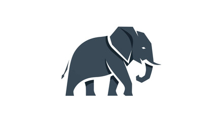 Stylized elephant silhouette in navy blue isolated design on white