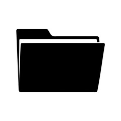 Black silhouette of an open document folder icon on white. Vector, illustration