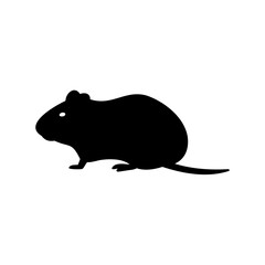 Black silhouette of a mouse or rat with white eyes icon Vector, illustration