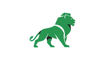 Stylized green lion illustration on white background vector graphic