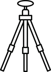 A simple line drawing of a tripod is shown against a white background.
