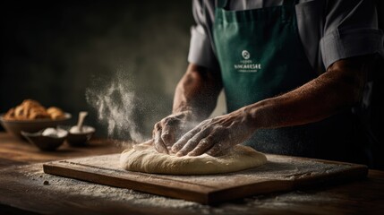 hands expertly stretch fresh pizza dough