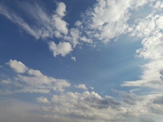 Blue Sky and White Clouds. Serene and Peaceful Natural Weather Landscape