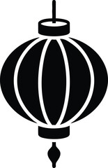 Minimal Chinese Lantern Icon &ndash; Black and White Cultural Vector