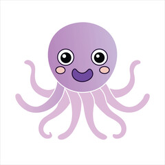 cute cartoon octopus icon flat pastel purple vector
