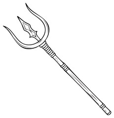 Obraz premium Trident weapon drawing illustration. Ancient Greek Mythology symbol isolated
