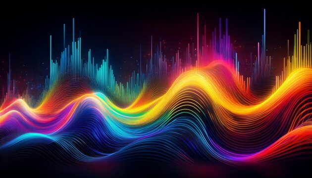 vibrant soundwave illusion in colorful digital art - Powered by Adobe
