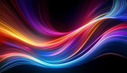 a dynamic and vibrant representation of colorful waves of light and energy swirling in a captivating dance of vibrant hues against a dark background evoking motion