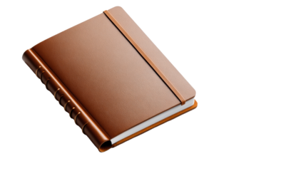 Brown Leather Notebook on Transparent Background