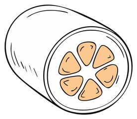 Obraz premium Cartoon illustration of a sliced cucumber or zucchini vegetable showing the cross section