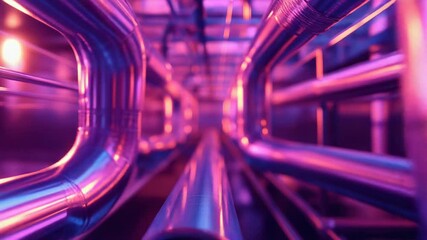 Digital data flowing through futuristic industrial pipeline system - Powered by Adobe