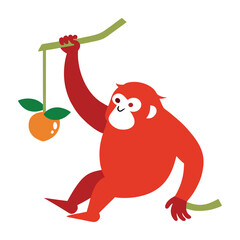 Colorful apple and bird sitting together vector art