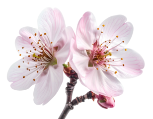 Delicate pink blossoms with prominent stamens against black