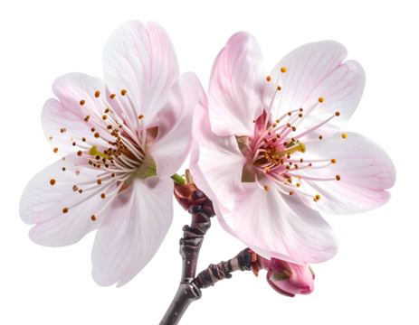 Delicate pink blossoms with prominent stamens against black