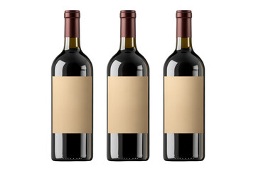 Elegant wine bottles displayed together, showcasing blank labels and classic designs in a minimalist setting, perfect for any wine enthusiast looking for customization