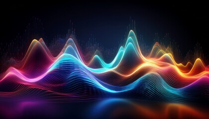 colorful digital waveforms on dark background