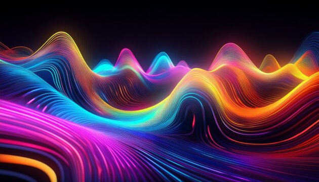 colorful abstract 3d sound waves of fluid neon liquid - Powered by Adobe