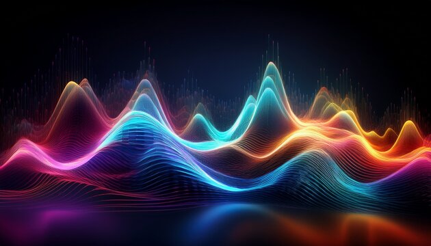 colorful digital waveforms on dark background