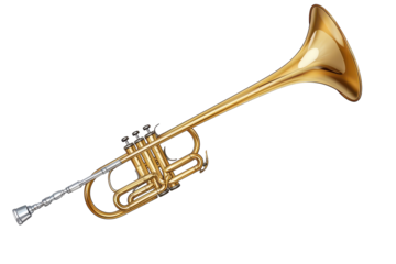 Trombone showcased on a transparent background suitable for musical themes and creative design projects