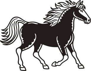 Running Horse Icon Silhouette Vector Illustration  
