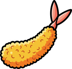 Crispy Ebi Fry Deep Fried Shrimp Detailed Vector Illustration