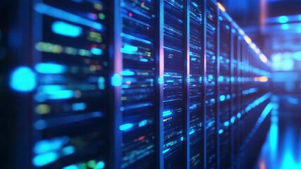 Data center racks humming with digital communication and cloud connectivity - Powered by Adobe