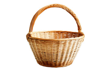 Wicker basket for storage or decoration on transparent background, suitable for various uses in home or garden settings