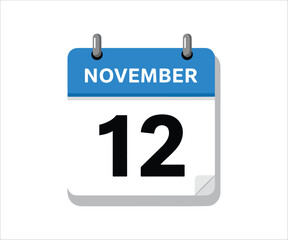 Stylized blue calendar icon representing November 12th business event reminder